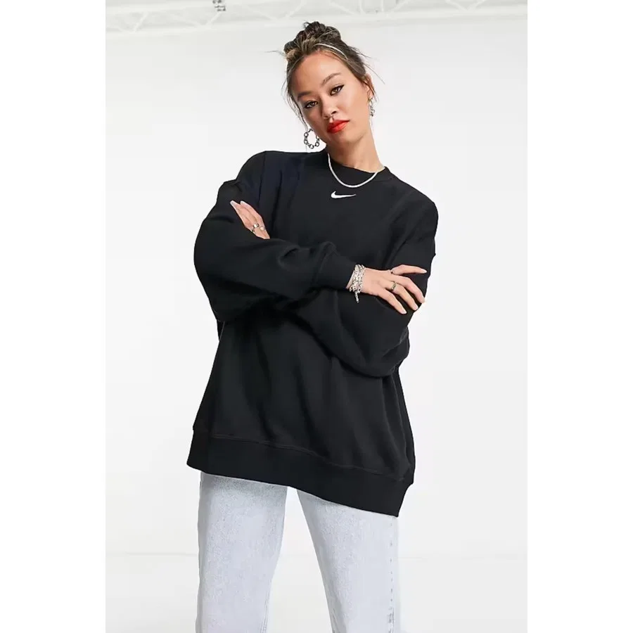 Свитшот женский оверсайз с принтом Phoenix Fleece Nike, Черный — фото 2