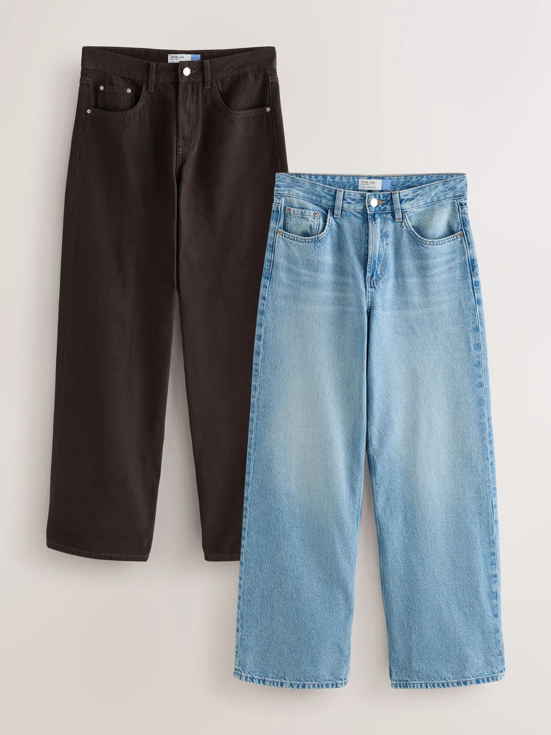 Джинсы Wide Leg Denim Next, светло-голубой/шоколадно-коричневый