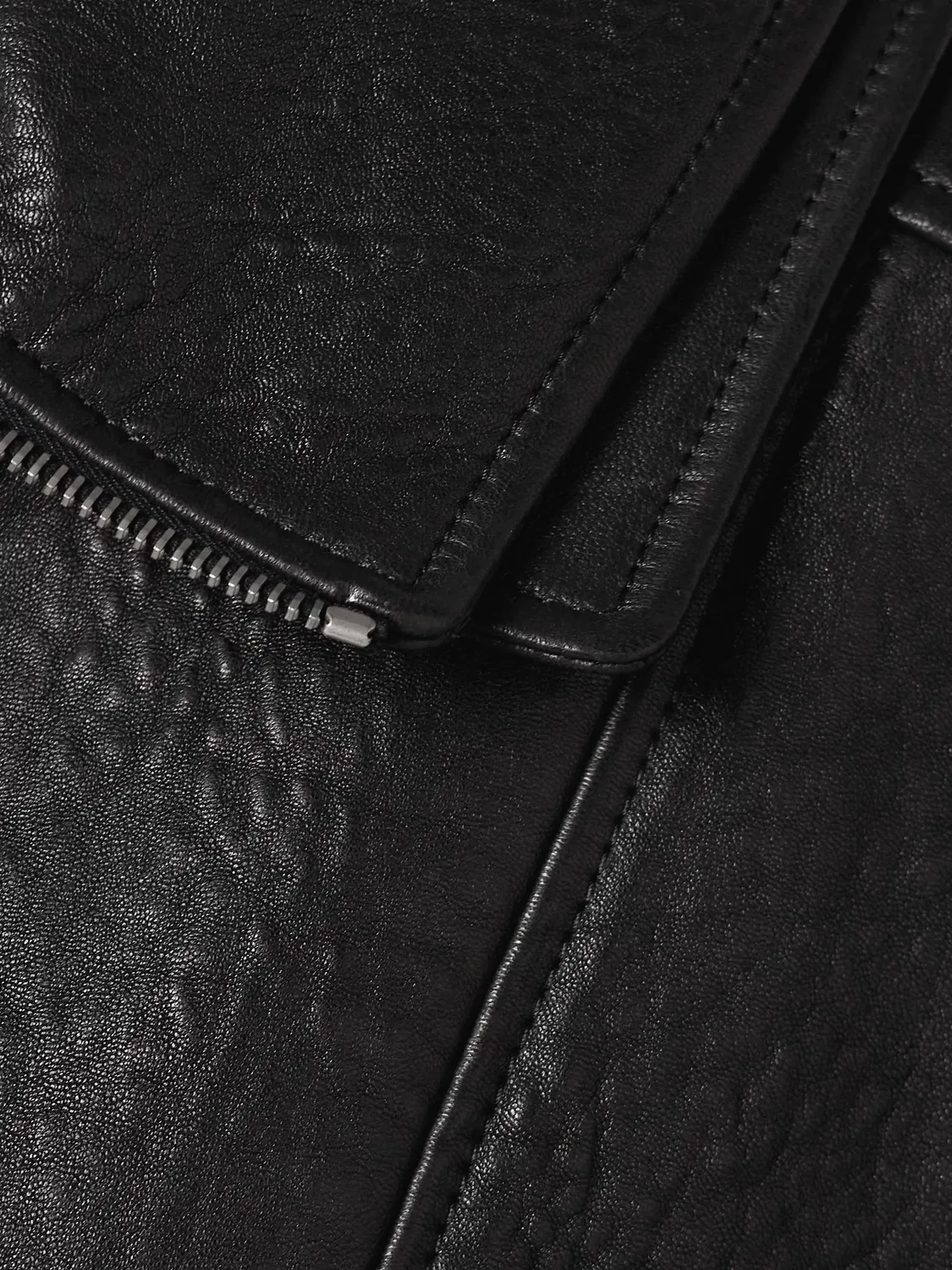 Объемная куртка из фактурной кожи Saint Laurent, черный — фото 4