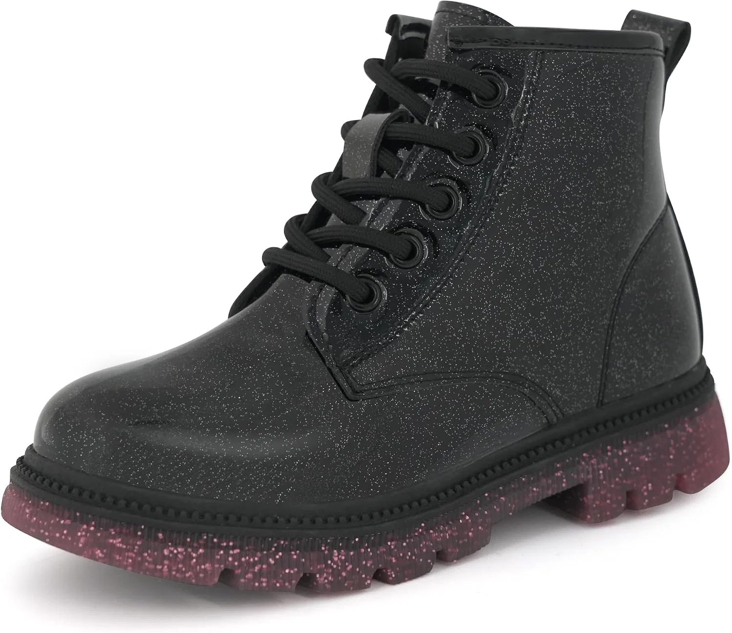 Детские ботинки для девочек на шнуровке с блестками JABASIC, Black Glittery