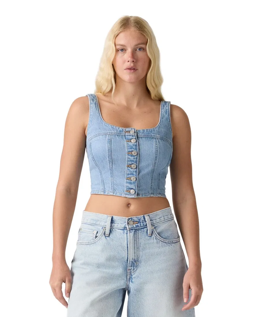 Топ джинсовый с квадратным вырезом без рукавов, модель Audra Seamed Levi's, I Will — фото 3