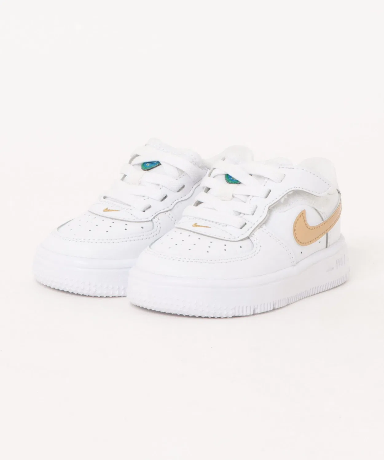 Детские кроссовки с липучкой Nike Force 1 Low EasyOn, White/M G Gold
