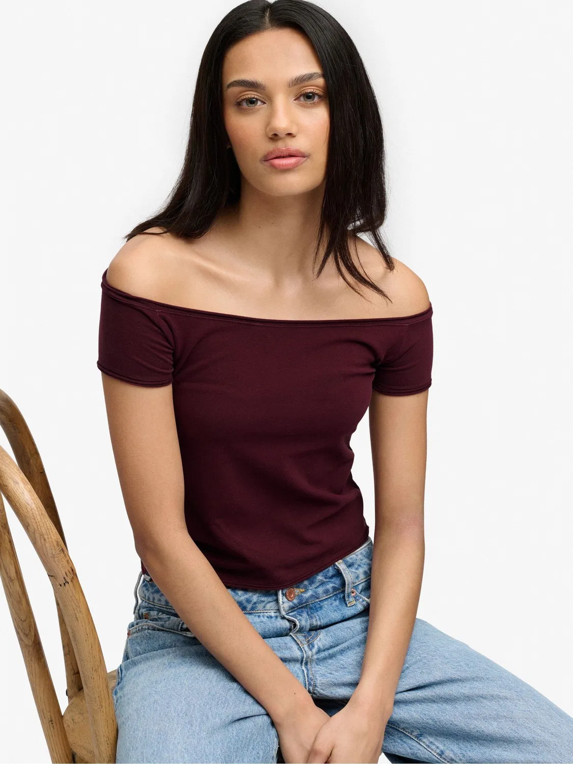 Топ с рюшами Athletic Essentials Superdry, бордово-красный