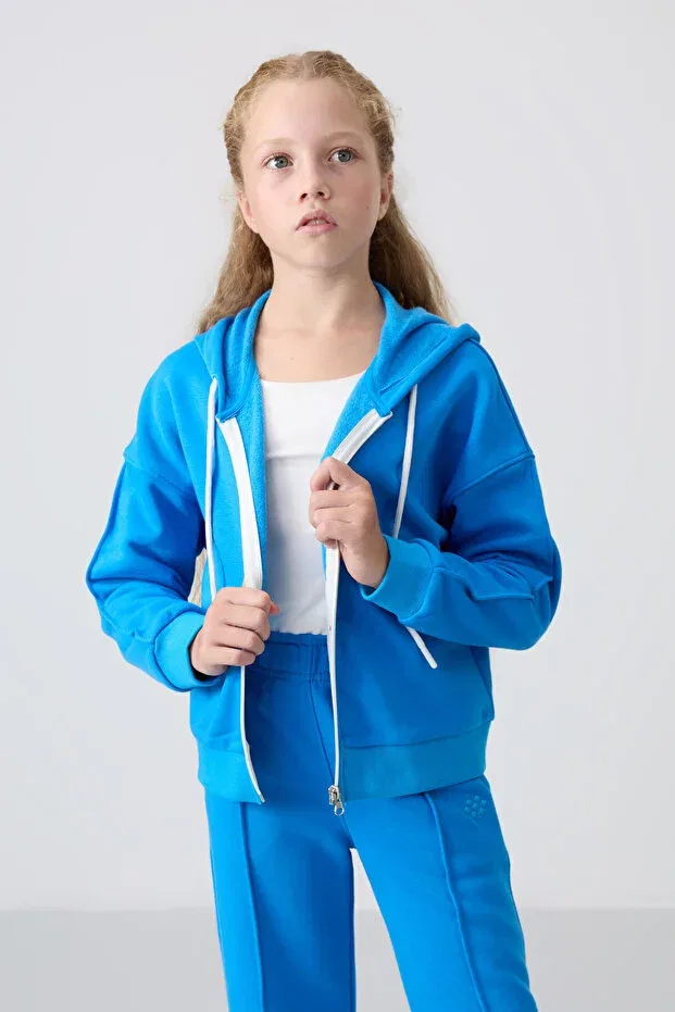 Детский спортивный костюм для девочек с вышивкой Tommy Life, Blue Blue — фото 4
