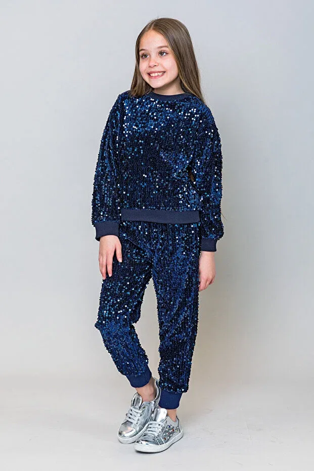 Детские спортивные брюки для девочек с принтом Incity, Navy Blue — фото 3