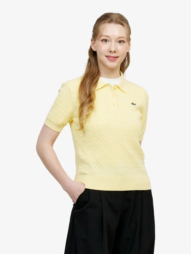 Свитер LACOSTE с кабельным узором, Lemon