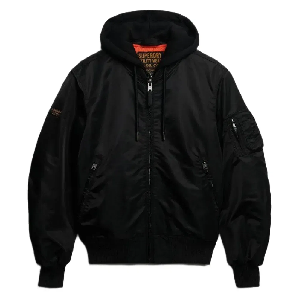 Мужская куртка-бомбер с капюшоном Superdry, Black