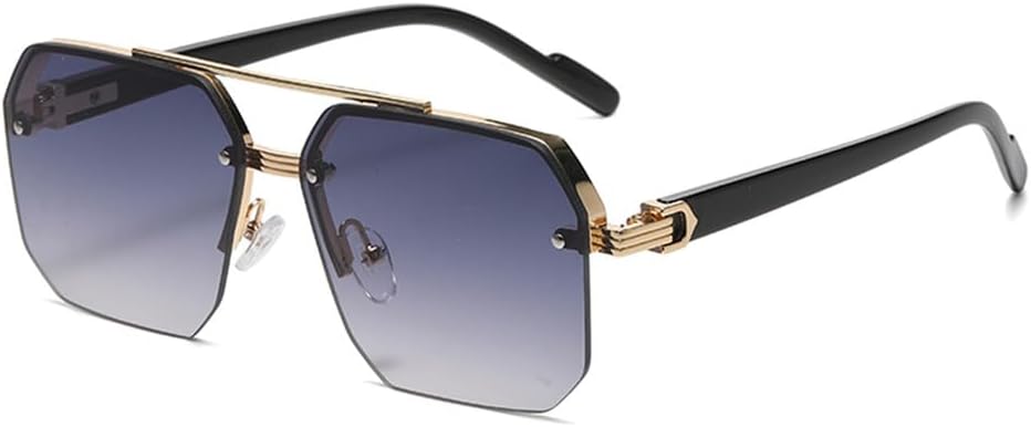 

Мужские солнцезащитные очки большого размера в стиле ретро с многоугольными металлическими линзами, градиентным переходом цвета, защитой от УФ-излучения UV400, модные женские солнцезащитные очки KTUCN, Golden Gradient Grey