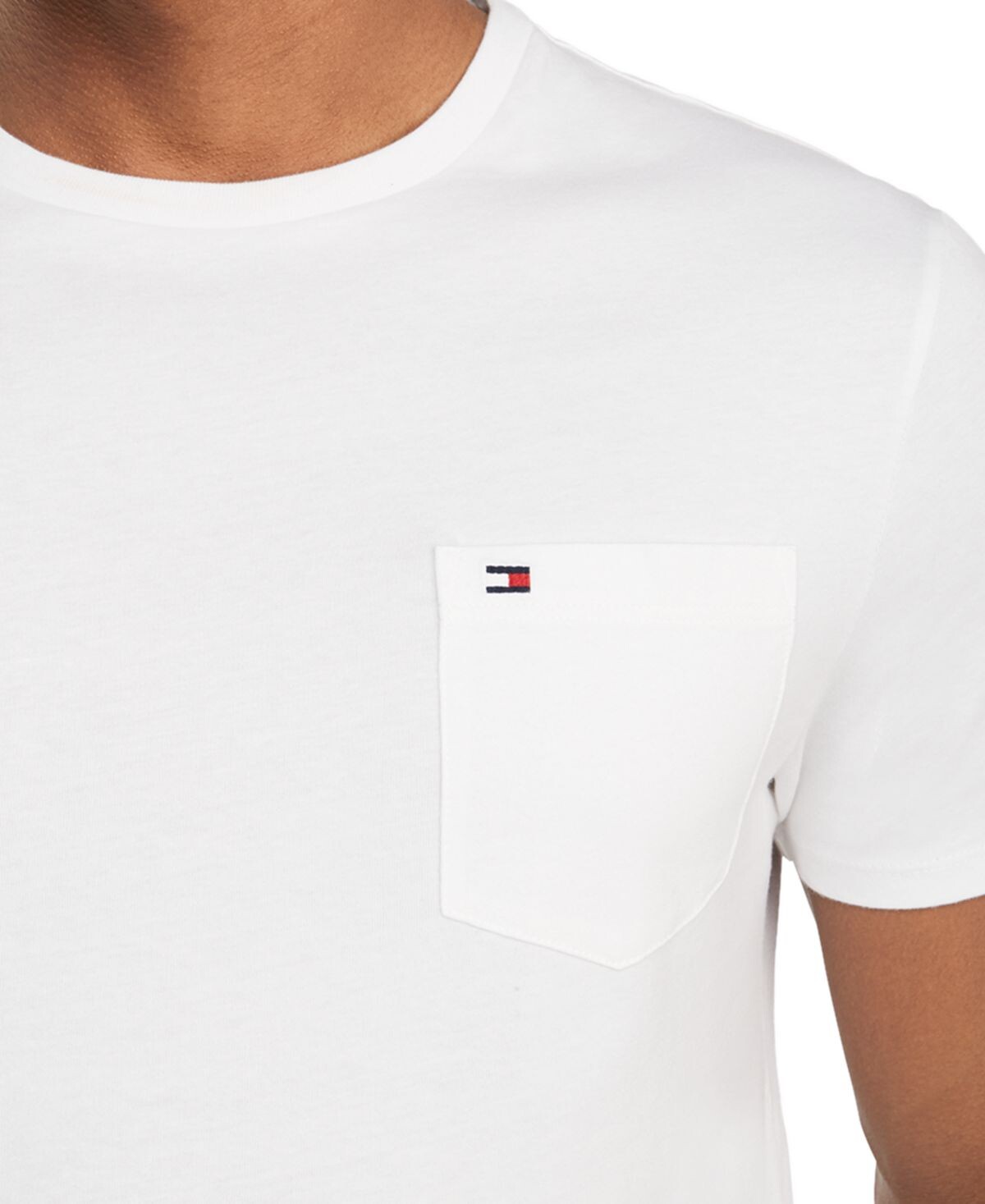 Мужская футболка big & tall tommy с круглым вырезом и карманами Tommy Hilfiger, белый — фото 4