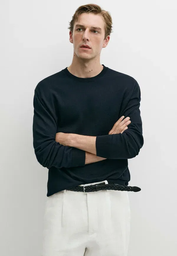 Свитер хлопок Massimo Dutti Dark Blue, темно-синий