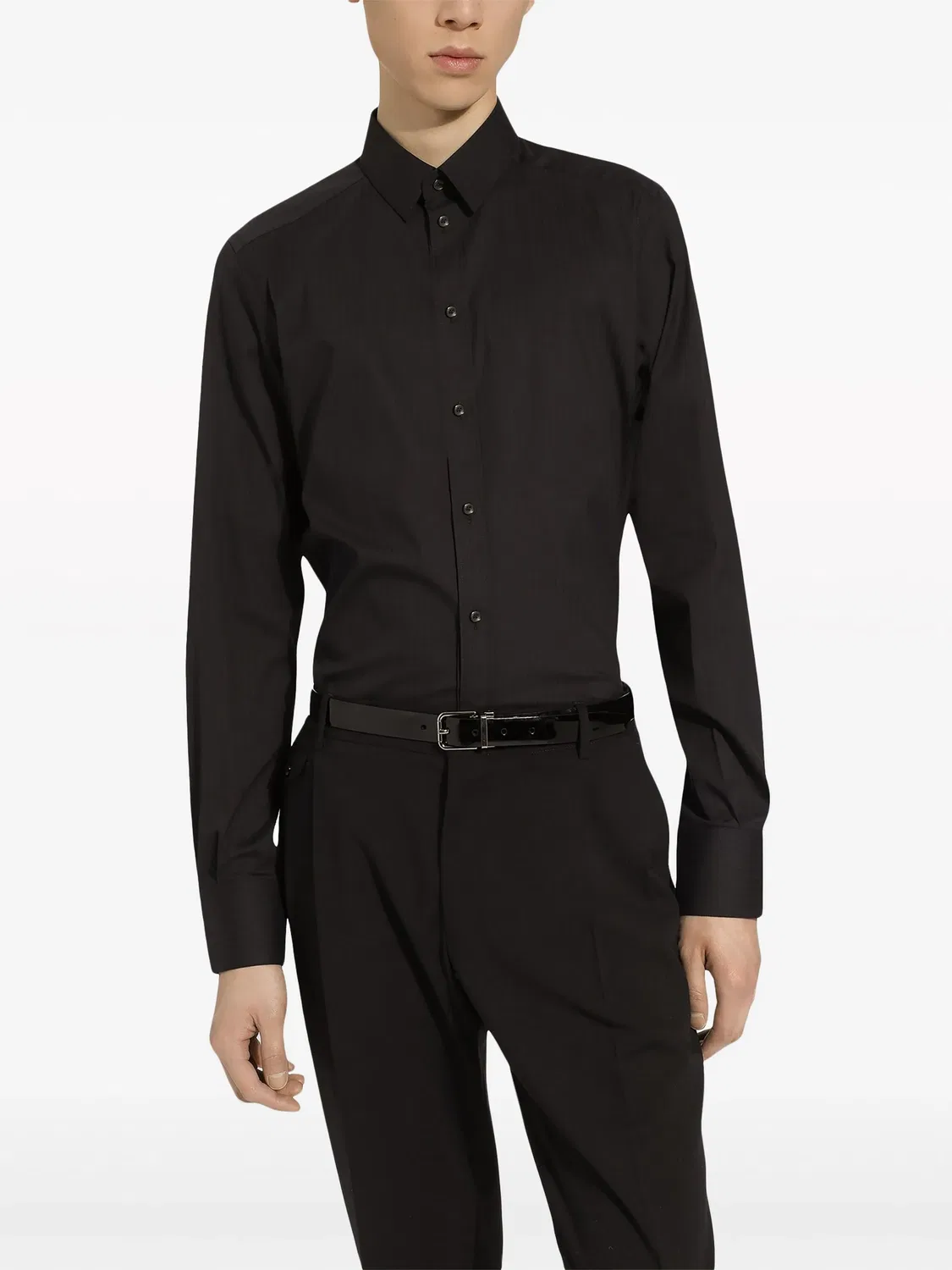 Рубашка с длинным рукавом из стрейч-коттона Dolce & Gabbana, черный — фото 4
