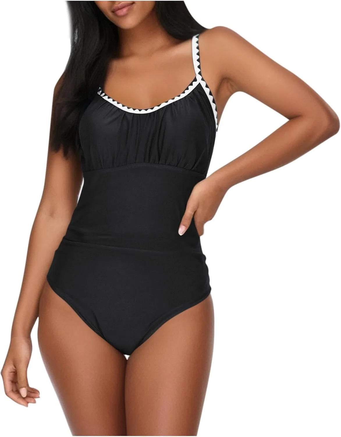 Женский слитный купальник с утяжкой живота Spaghetti Strap, Black