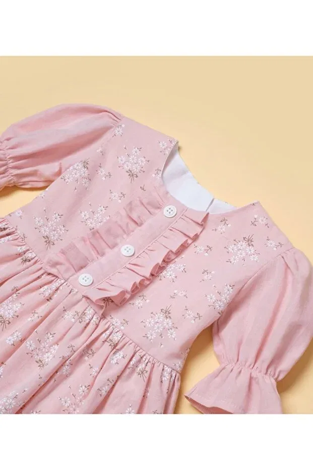 Детское платье для девочек с коротким рукавом Pastel Pink Müge Dress Minimer Baby Kids, Pink — фото 2