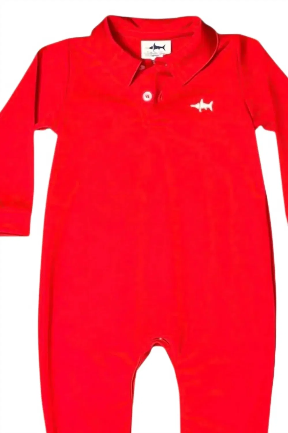 Детский боди-комбинезон поло с длинным рукавом с вышивкой Kids Signature Polo Romper Saltwater Boys Co., красный — фото 2