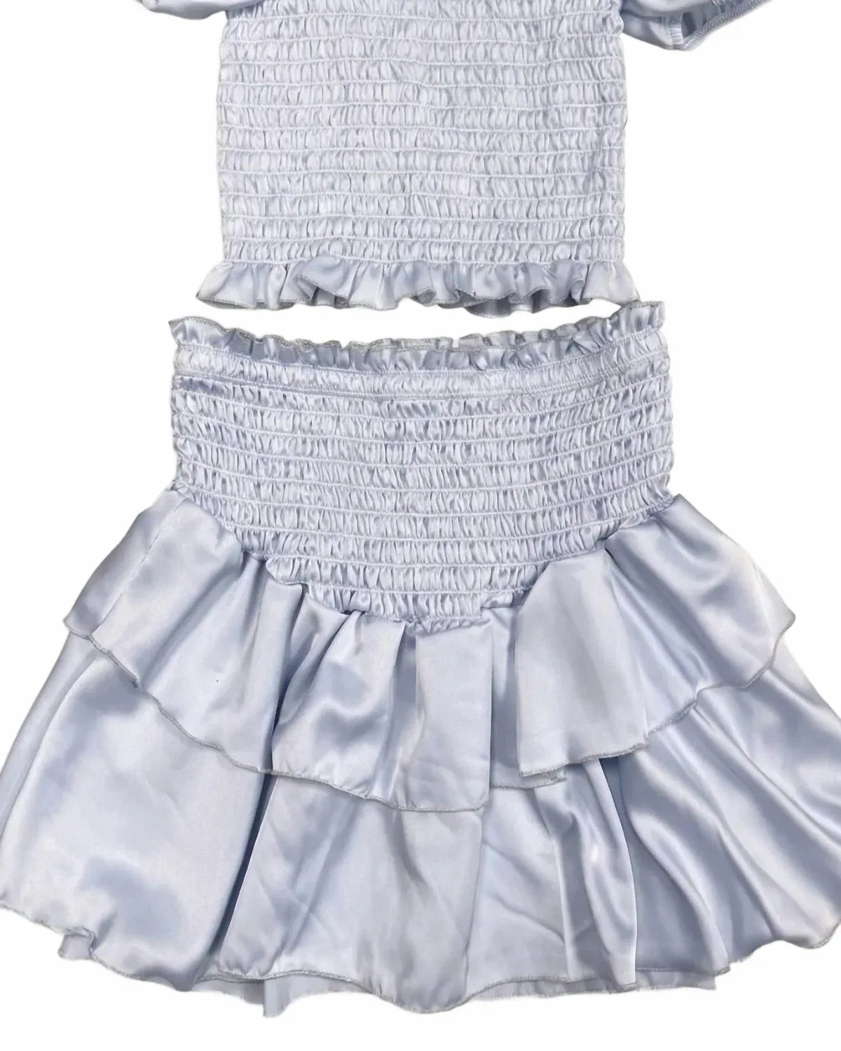 Детская юбка с оборками и присборенным поясом Cheryl Creations, Soft Blue — фото 2