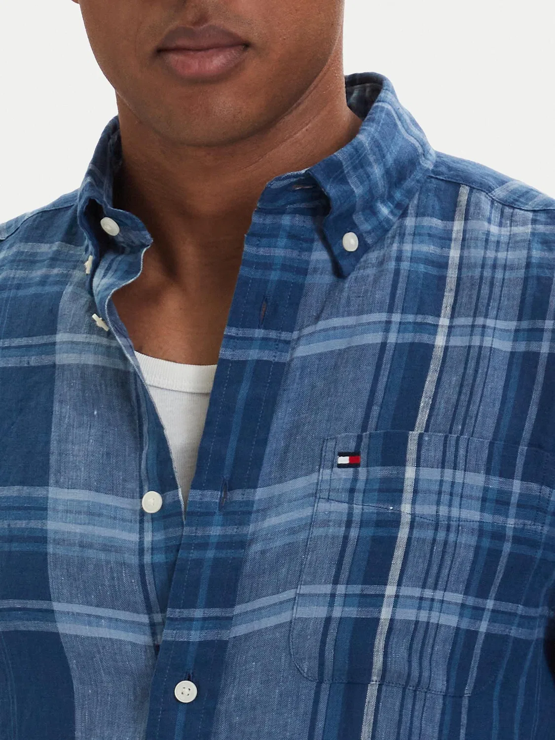 Мужская рубашка стандартного кроя Madras Check Tommy Hilfiger, синий — фото 4