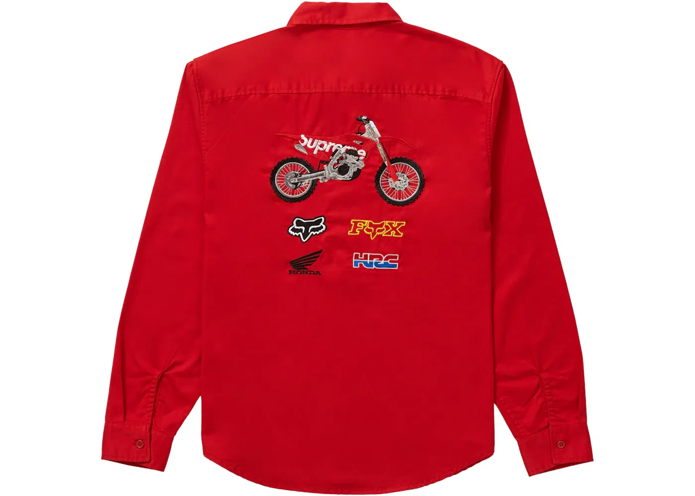 Мужская рубашка с принтом Supreme Honda Fox Racing Work Shirt, Red — фото 2