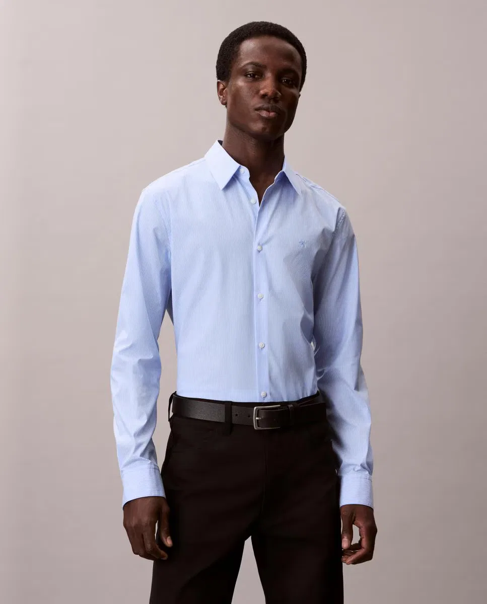 Мужская рубашка, Casual Slim Raya Fina Stretch, Calvin Klein, голубой