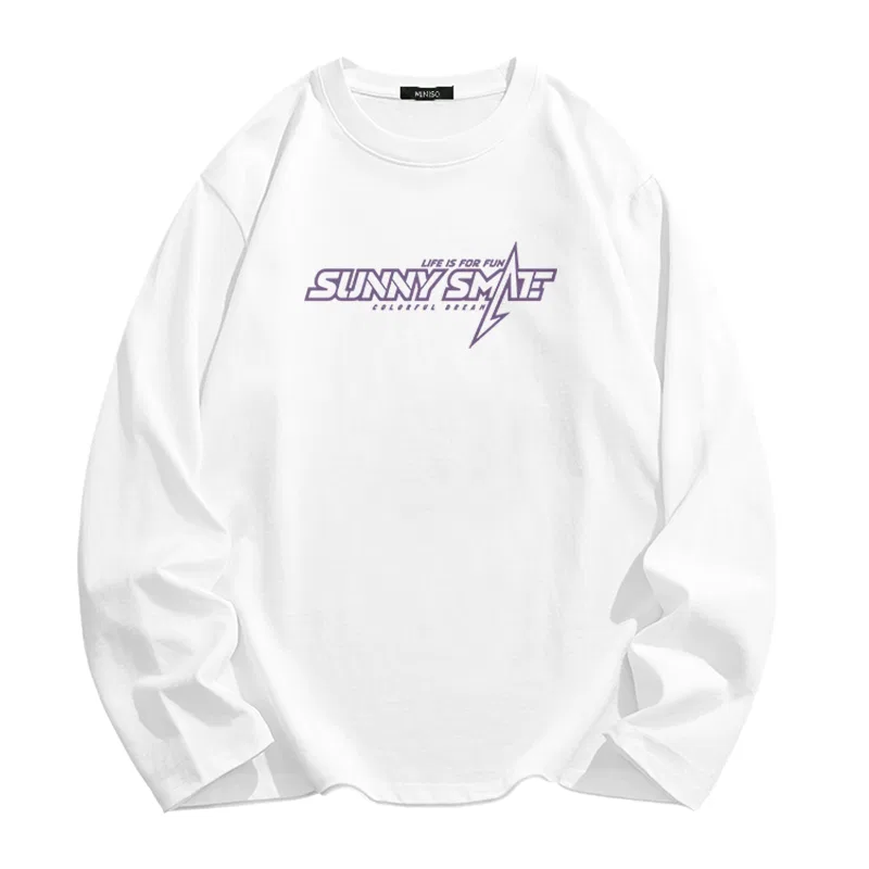 Детская футболка с круглым вырезом MINISO, White (With Lightning Purple Center Logo)