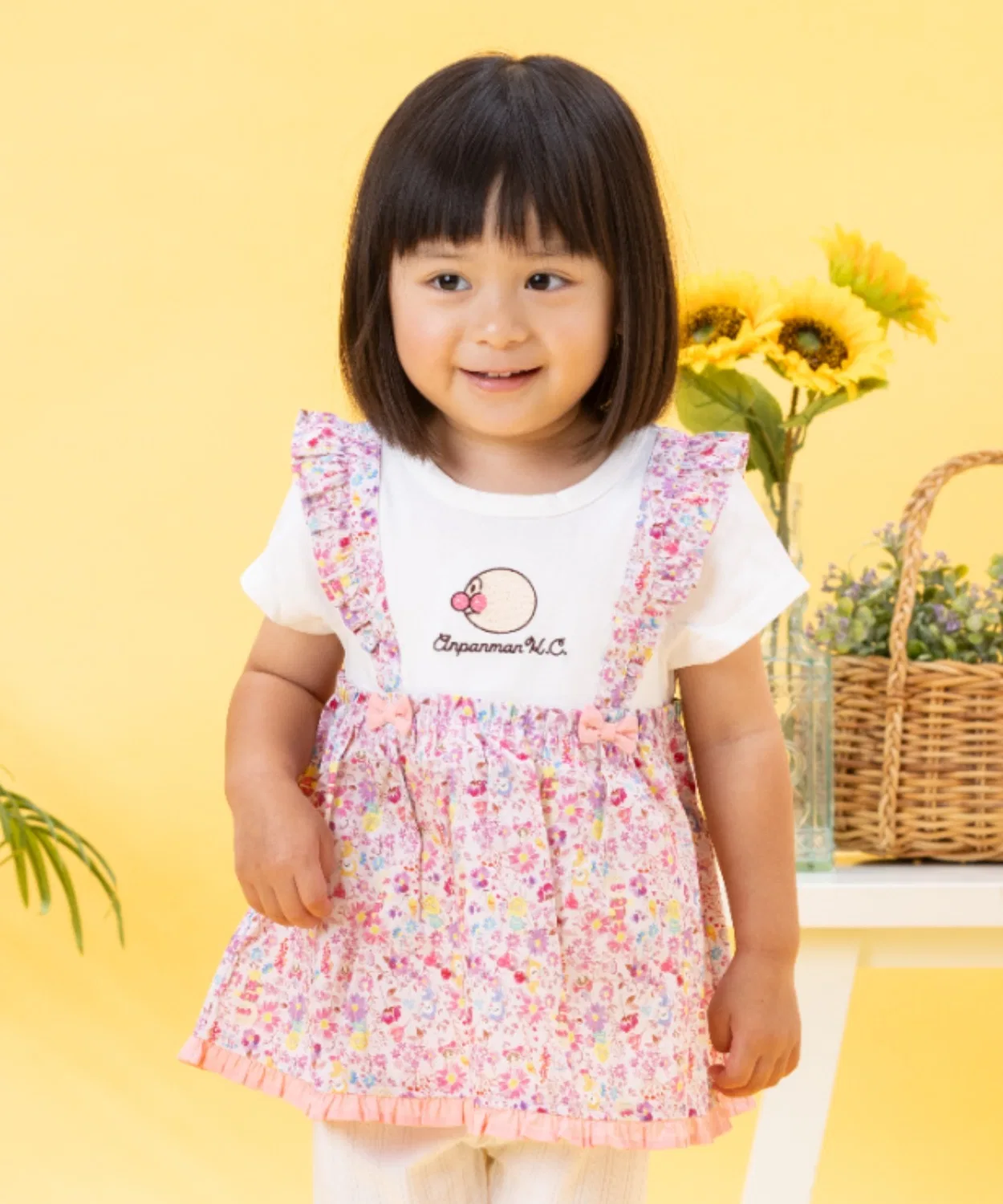 ANPANMAN KIDS COLLECTION Детская туника-платье с длинным рукавом принт с цветами, АНПАНМАН KIDS COLLECTION, Pink