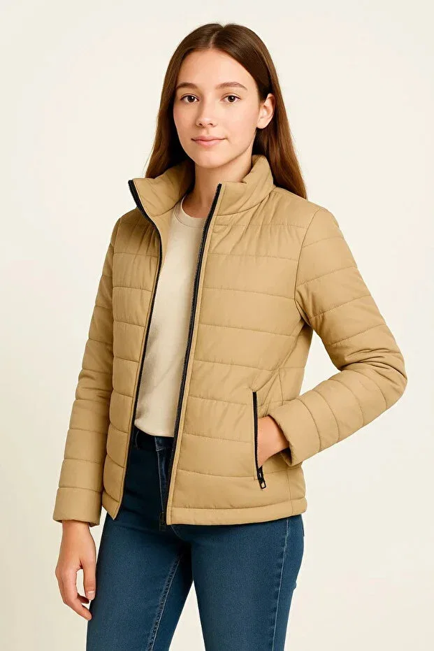 Детское пальто-пуховик для девочек с длинным рукавом Ertaş Trend Store, Beige