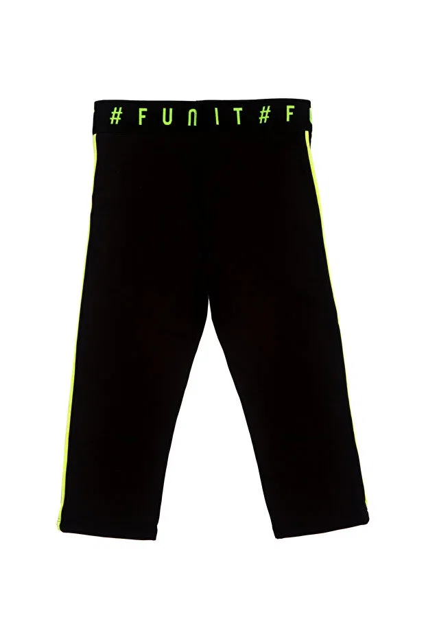 Детские леггинсы для девочек капри с принтом Flexible athlete capri tights Bumefa, Siyah — фото 3