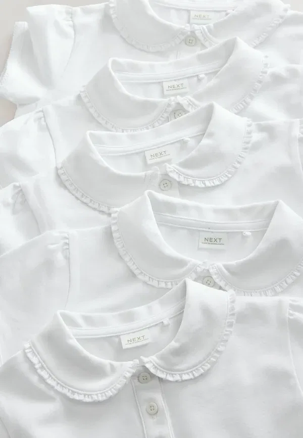 Футболка с воротником Питер Пэн Regular fit frill collar school 5 pack Next, белый — фото 2