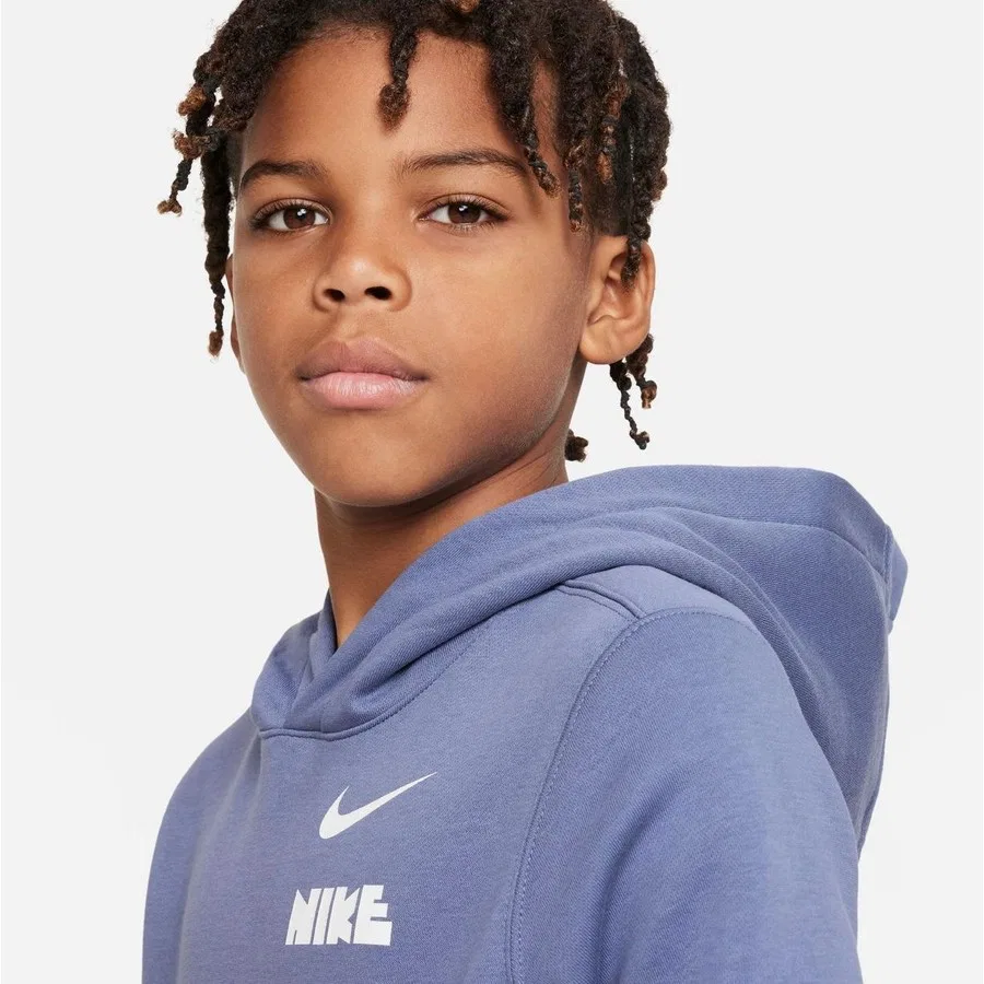 Детский худи из футера с капюшоном Nike Sportswear, Синий — фото 3