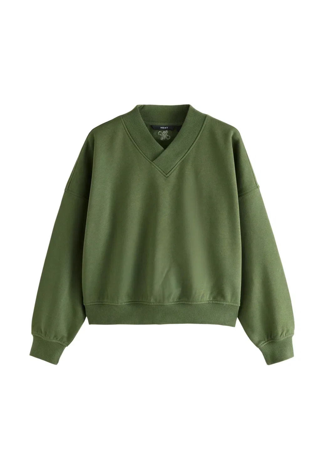 Толстовка с V-образным вырезом - толстовка Next, Khaki Green — фото 2