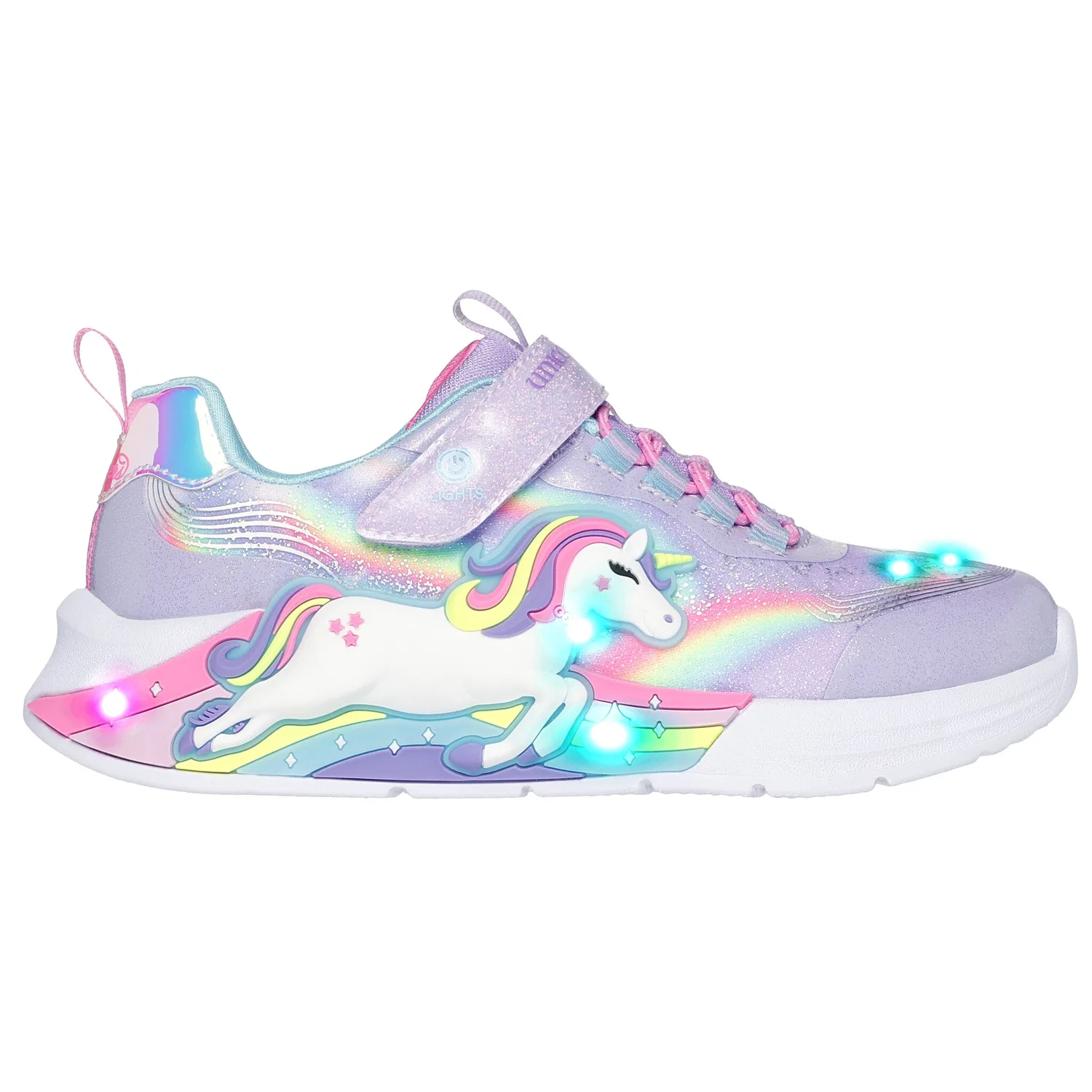 Детские текстильные кроссовки с подсветкой UNICORN CHASER Skechers, Lavender Multicolor — фото 4