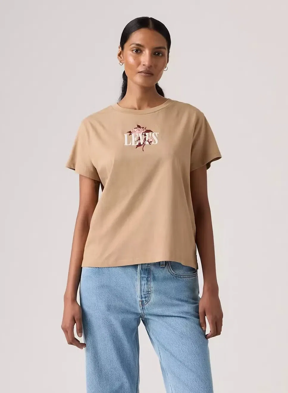 Футболка с принтом свободного кроя Levi'S, хаки — фото 2