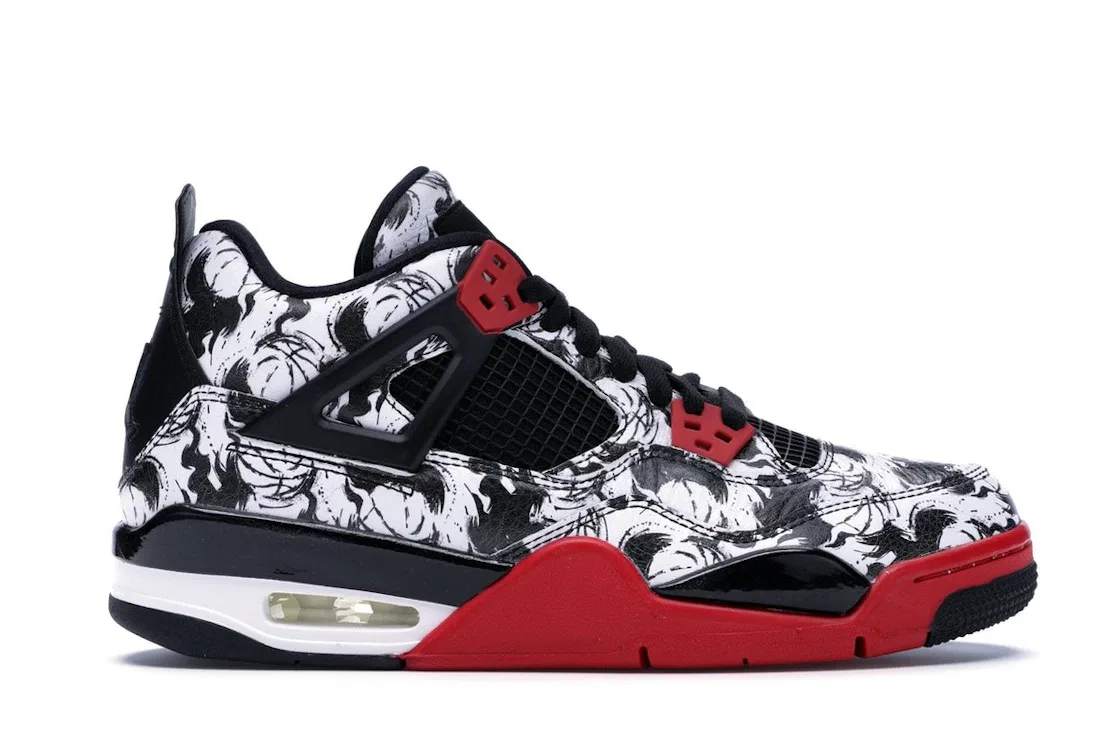 Детские кроссовки Lifestyle с принтом Jordan 4 Retro Jordan, Black/Fire Red-Black-White
