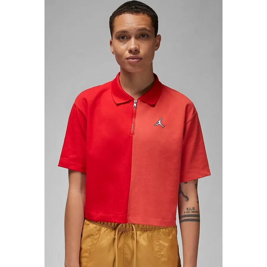 Футболка с коротким рукавом и полузамком Jordan Flight Loose Fit Nike, Красный