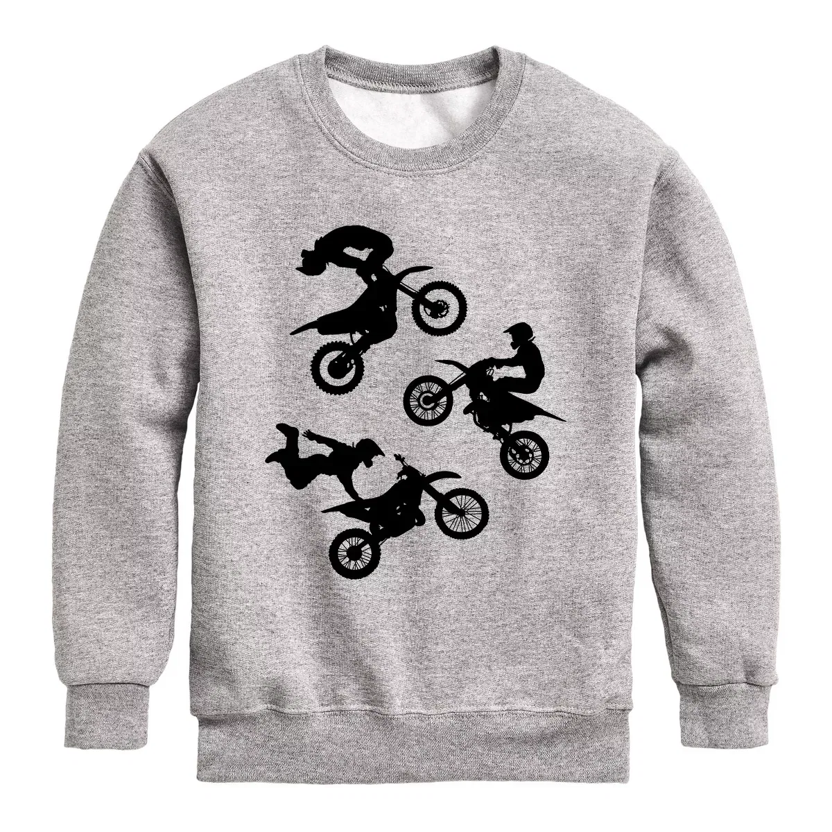 Детский свитшот с принтом Dirt Bike Tricks Instant Message, Athletic Heather