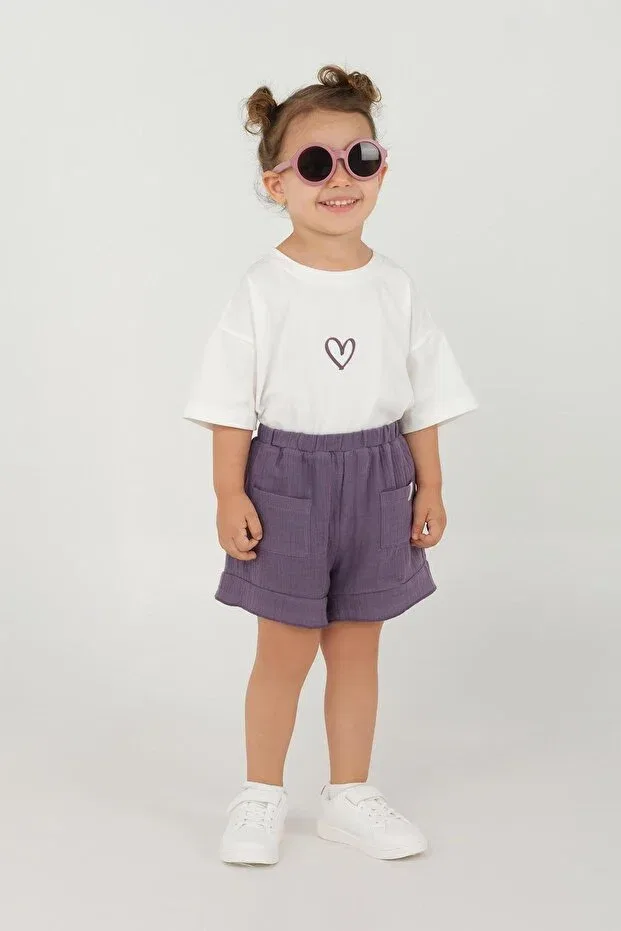 Детские шорты для девочек с оборками Mioma Kids, Purple — фото 3