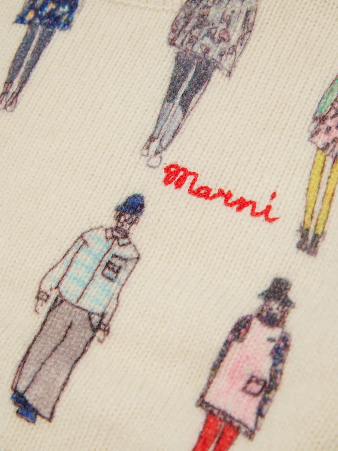 Свитер с графичным принтом и вышитым логотипом Marni Kids, нейтральные цвета — фото 4