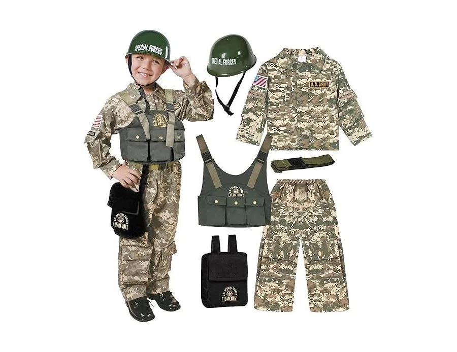 Костюм военного с нашивками и множеством карманов Army Soldier Costume Dress Up America, Brown — фото 3
