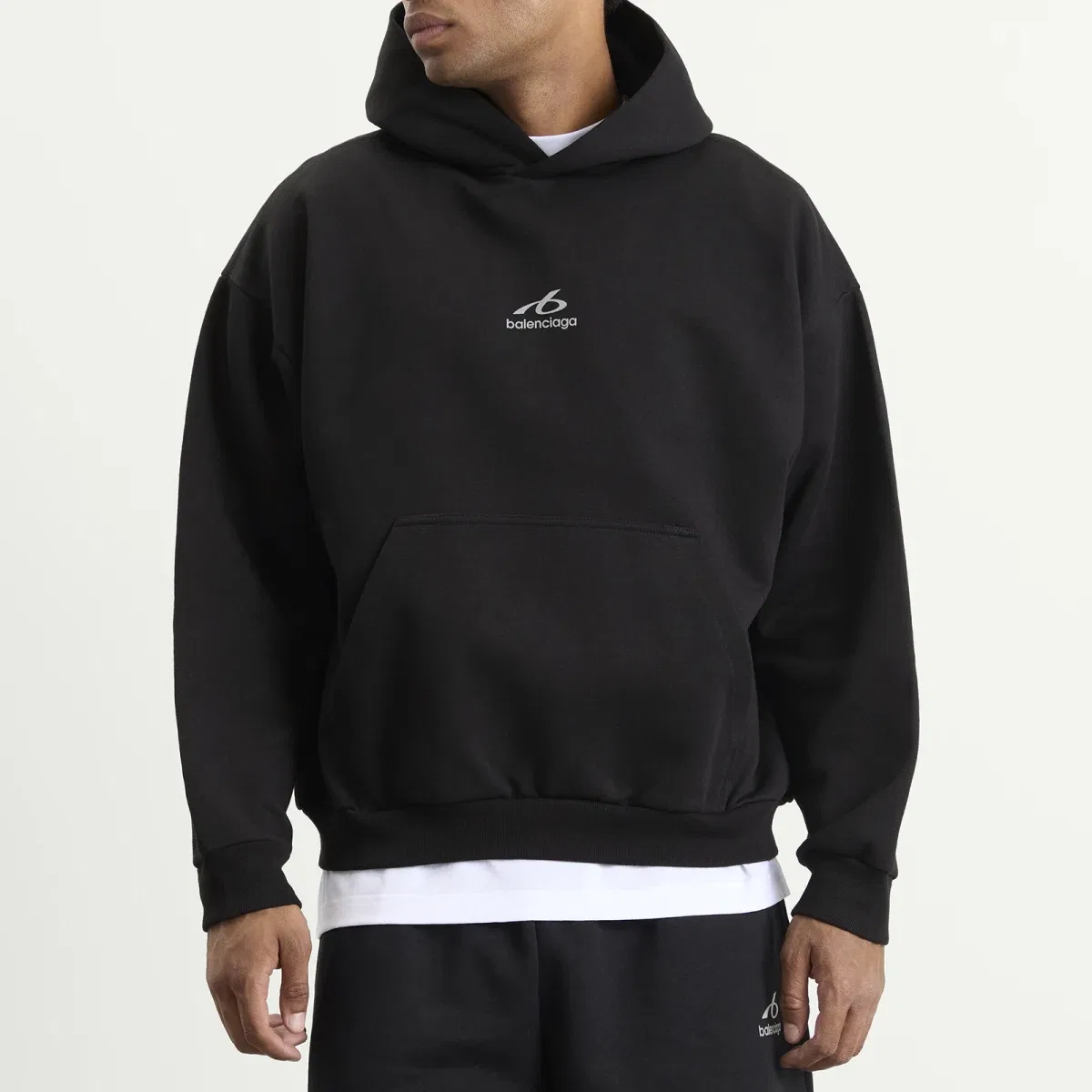 Худи с принтом Logo regular fit Balenciaga, Black — фото 2
