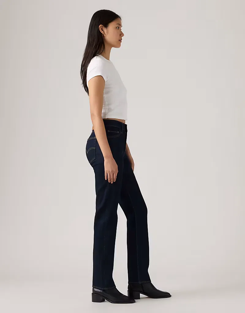 Джинсы Levi's 722 с высокой посадкой и зауженными штанинами, темно-синие — фото 4