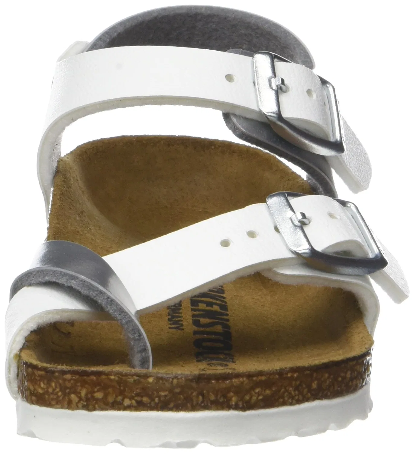 Детские сандалии для девочек с регулируемыми ремешками Taormina Birkenstock, Silver Soft Metallic Silver White — фото 2