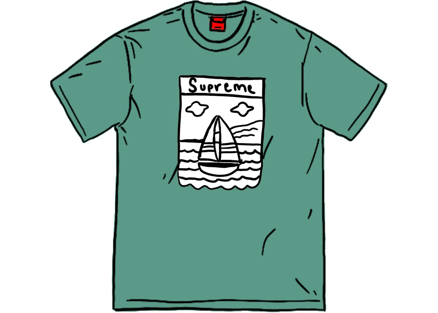 Мужская футболка с принтом Supreme Sailboat Tee, Dusty Teal