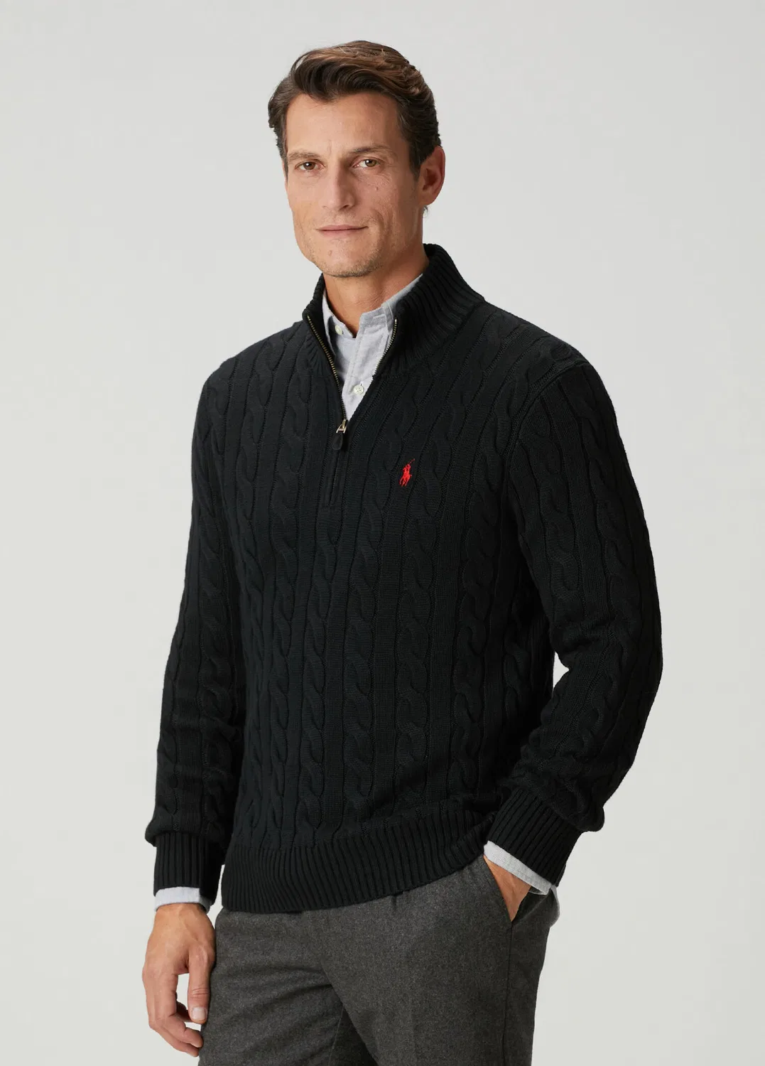 Свитер с воротником на молнии Polo Ralph Lauren, black — фото 3