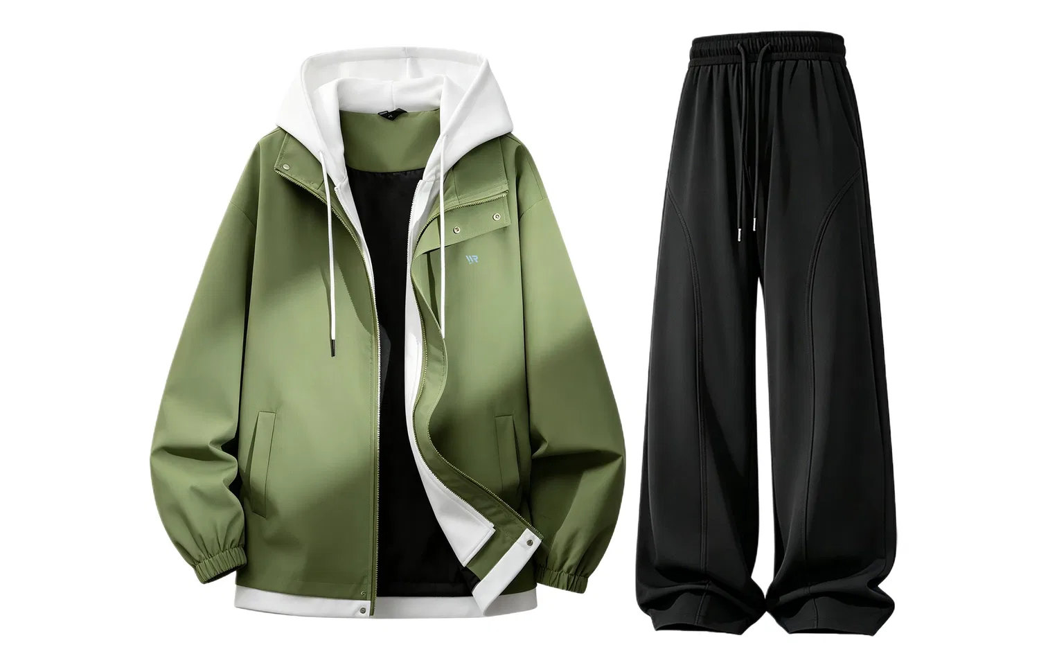 Детский комплект ветровка и брюки с капюшоном, с принтом, Fruit Green+White+Black, WARRIOR
