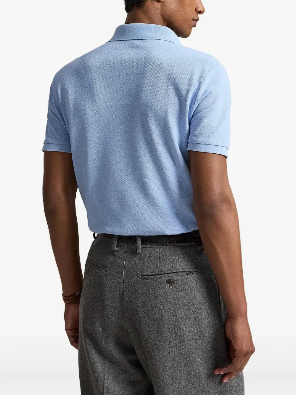 Культовое поло Custom Slim Fit из сетчатой ткани Polo Ralph Lauren, синий — фото 3
