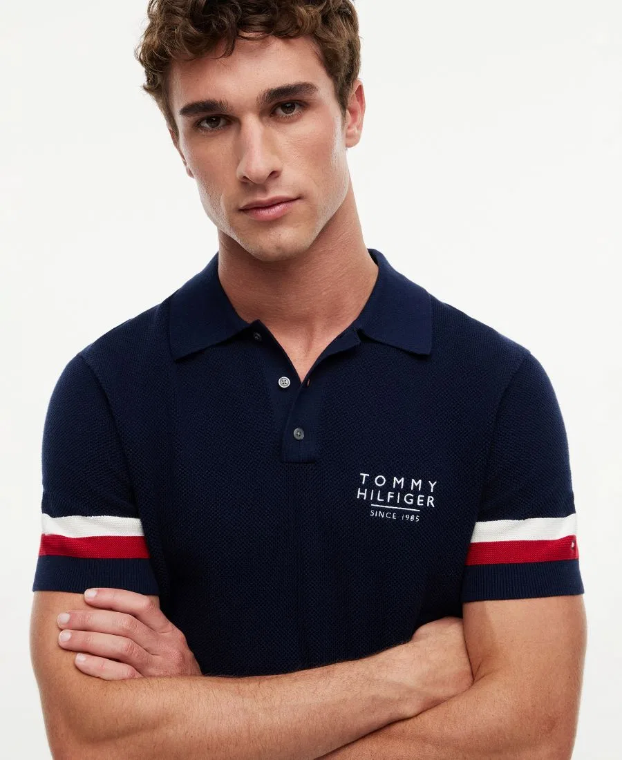 Свитер-поло с коротким рукавом Tommy Hilfiger, Carbon Navy — фото 3