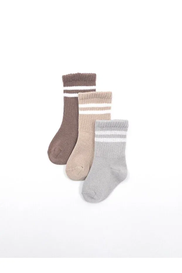 Детские носки для новорожденных хлопковые полосатые Basics Karamila, Brown — фото 2