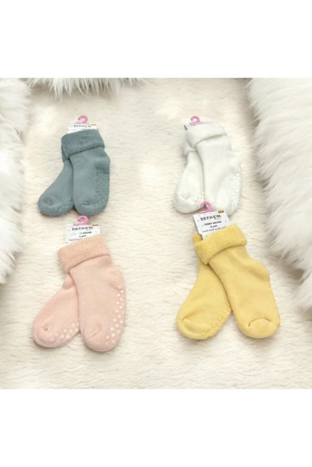 Детские носки махровые набор 4 шт Unisex baby and child towel anti-slip socks set Batu Giyim, Soft — фото 2