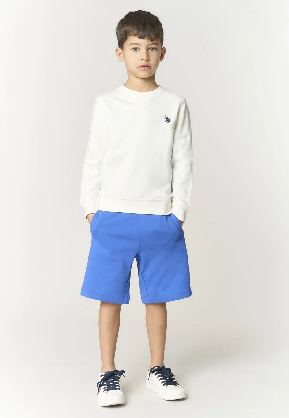 Pantalone corto sportivo da bambino con vita elasticizzata e tasche Laterali - спортивные штаны U.S. Polo Assn., Blu — фото 2