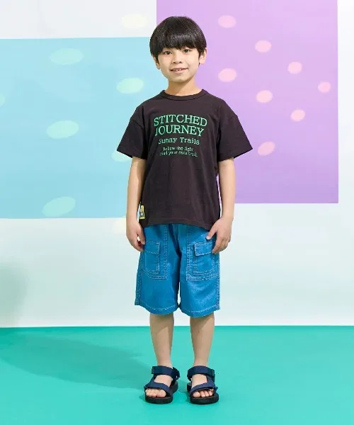 Детские шорты из холодящего денима с флап-карманами KP BOY, Navy — фото 4