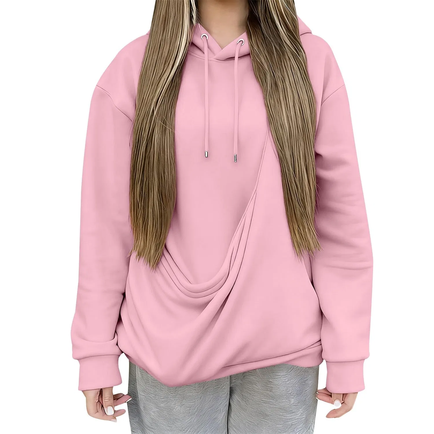 Женская худи с карманом-кенгуру Cat Hoodie, pink — фото 4